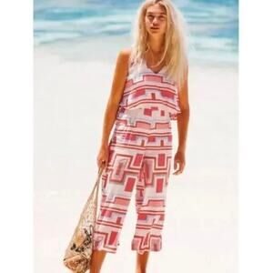 Mister Zimi Clover Jumpsuit Party Print Sleeveless Wide Leg Size 10‎ Preowned